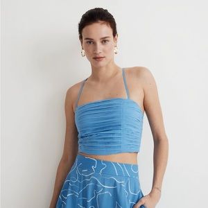 Madewell Blue Poplin Crop Tube Top